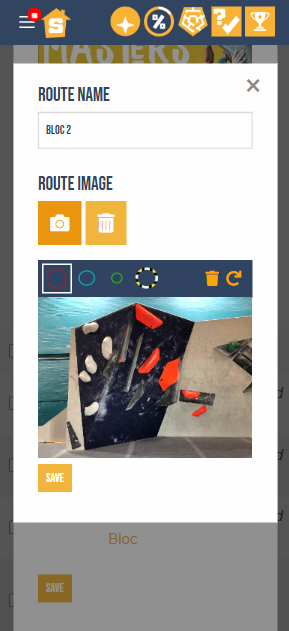 Adding a route name to a competition wall.